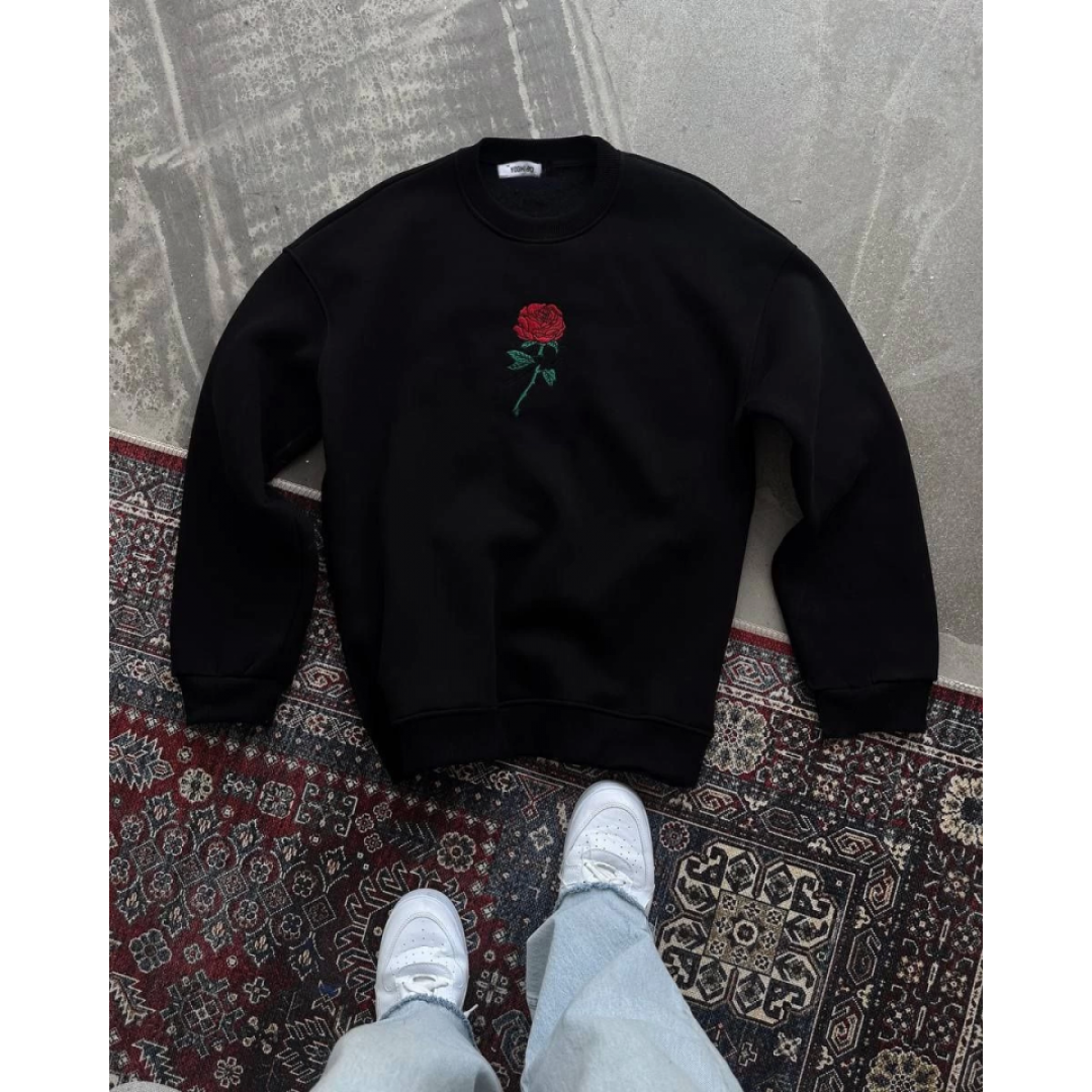 Unisex Bisiklet Yaka Ön Ve Arka Baskılı SweatShirt - Siyah - 131110 Unisex Bisiklet Yaka Ön Ve Arka Baskılı SweatShirt - Siyah - 131110