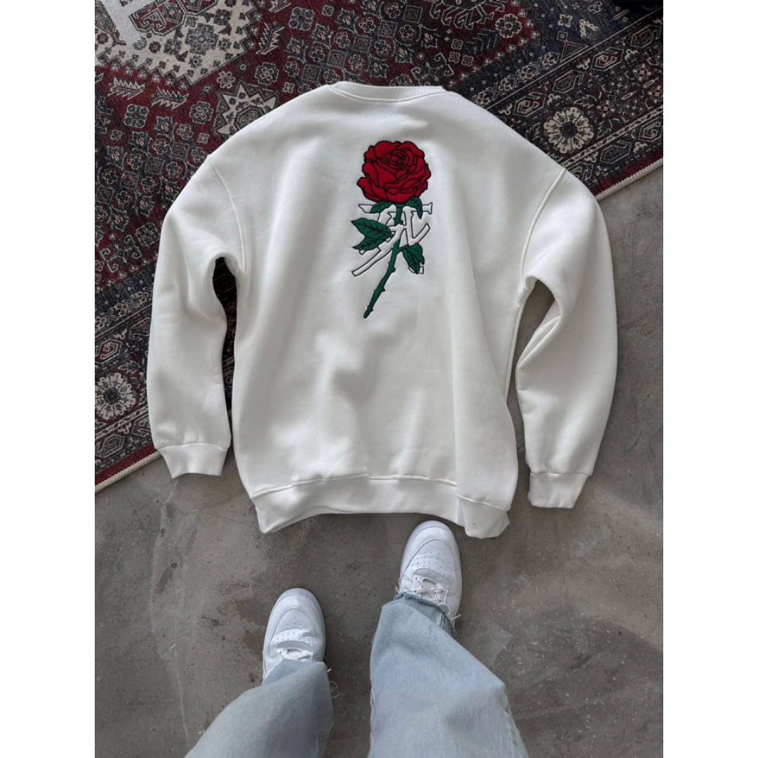 Unisex Bisiklet Yaka Ön Ve Arka Baskılı SweatShirt - Beyaz 131111 Unisex Bisiklet Yaka Ön Ve Arka Baskılı SweatShirt - Beyaz 131111