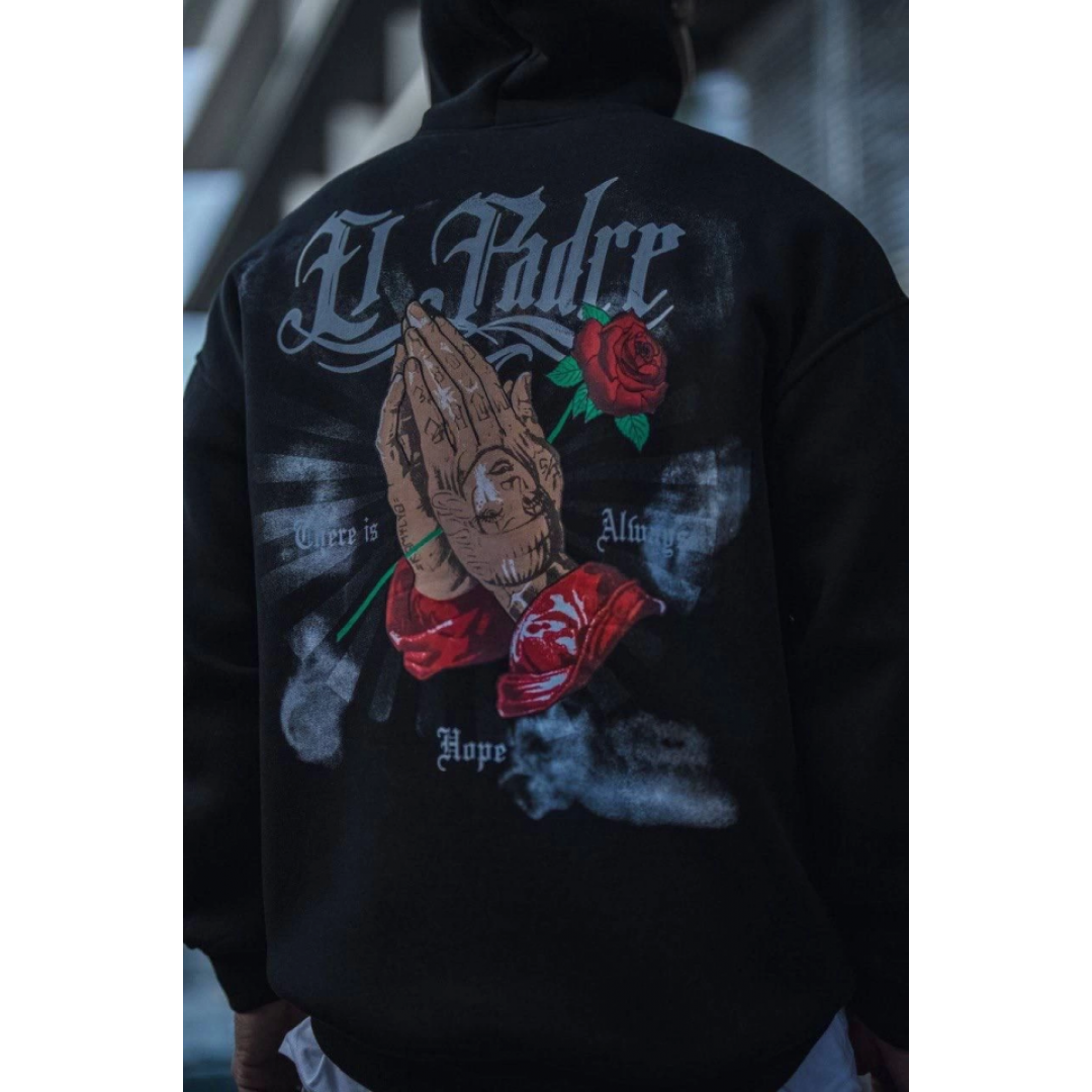 Üç İplik Penye Kapşonlu Baskılı SweatShirt - Siyah 131235 Üç İplik Penye Kapşonlu Baskılı SweatShirt - Siyah 131235