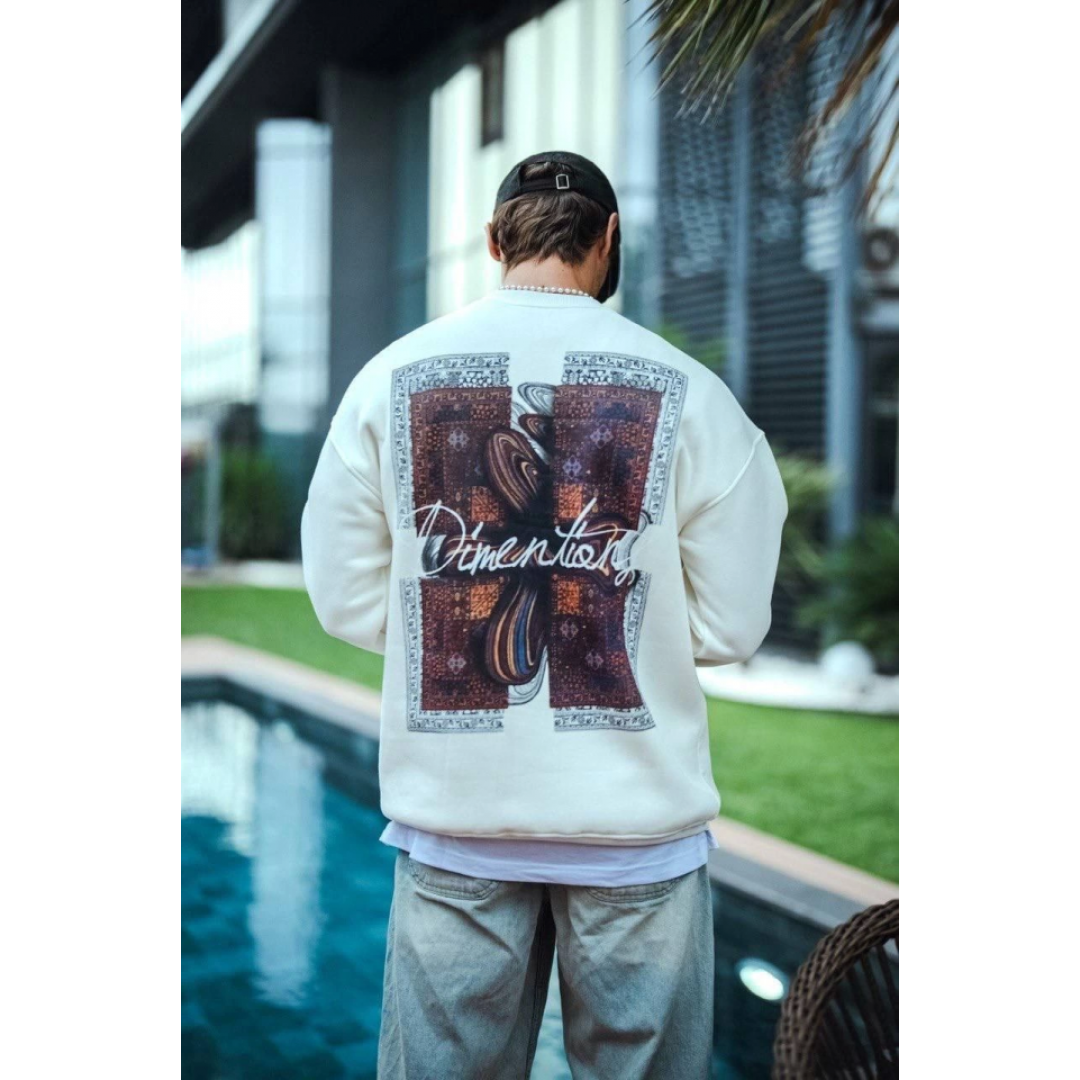 Uzun Kol Bisiklet Yaka Ön Ve Arka Baskılı SweatShirt - Beyaz - 131236 Uzun Kol Bisiklet Yaka Ön Ve Arka Baskılı SweatShirt - Beyaz - 131236