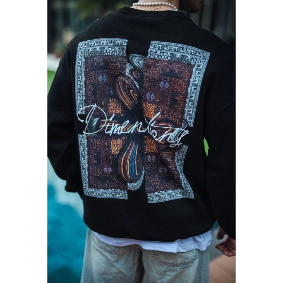 Uzun Kol Bisiklet Yaka Ön Ve Arka Baskılı SweatShirt - Siyah 131237 Uzun Kol Bisiklet Yaka Ön Ve Arka Baskılı SweatShirt - Siyah 131237
