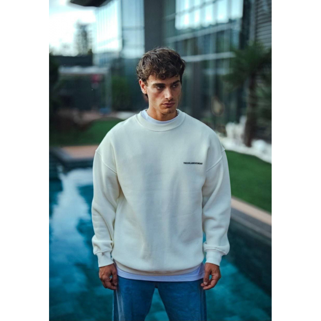 Kışlık Bisiklet Yaka Oversize Baskılı SweatShirt - Beyaz 131238 Kışlık Bisiklet Yaka Oversize Baskılı SweatShirt - Beyaz 131238