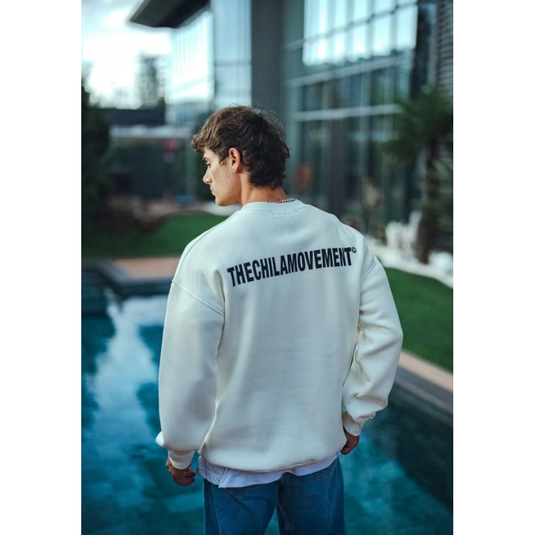 Kışlık Bisiklet Yaka Oversize Baskılı SweatShirt - Beyaz 131238 Kışlık Bisiklet Yaka Oversize Baskılı SweatShirt - Beyaz 131238