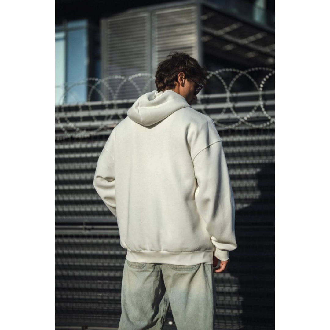 Oversize Tam Fermuarlı Uzun Kol Hırka - Beyaz 131253 Oversize Tam Fermuarlı Uzun Kol Hırka - Beyaz 131253