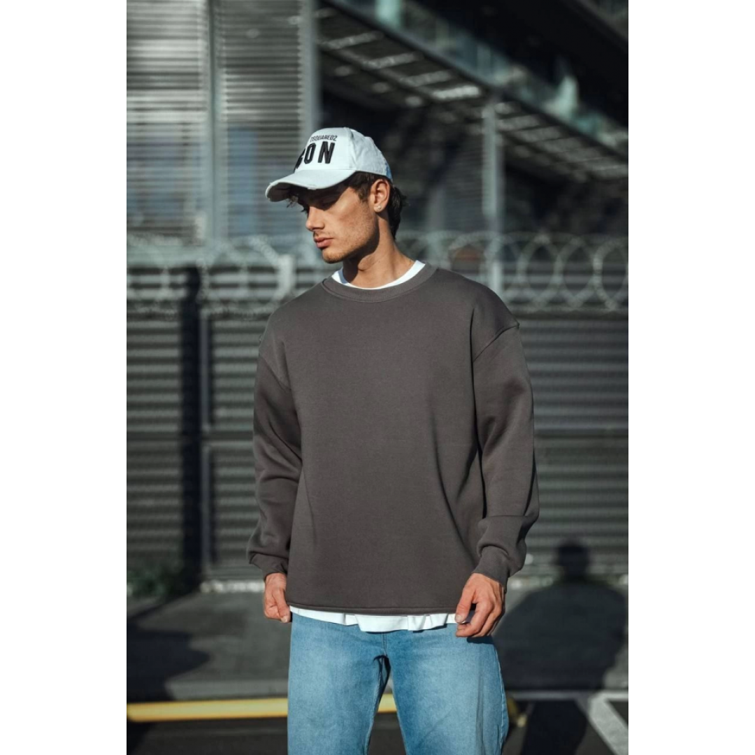 Kışlık Bisiklet Yaka Üç İplik Basic SweatShirt - Antrasit 131359 Kışlık Bisiklet Yaka Üç İplik Basic SweatShirt - Antrasit 131359