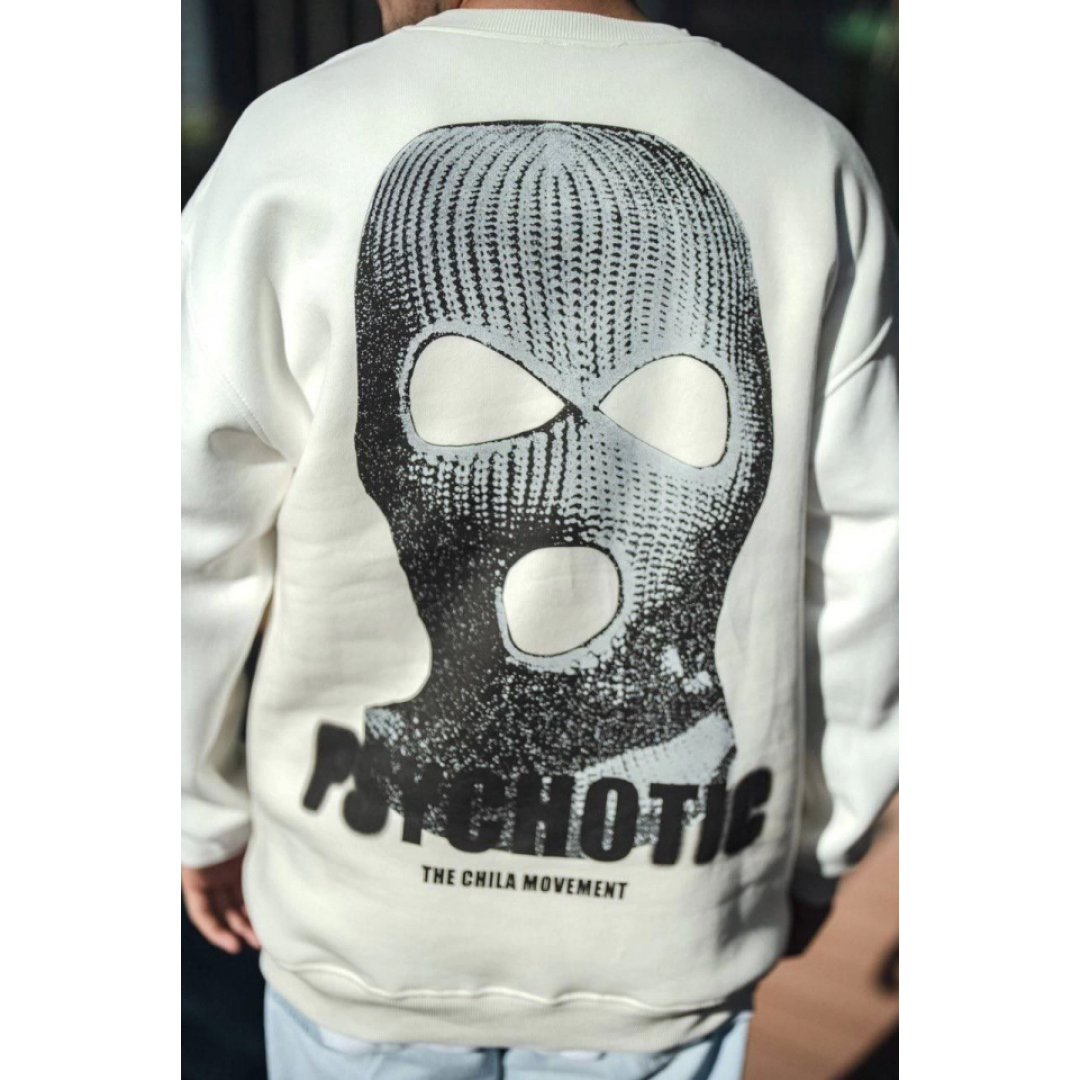 Kışlık Bisiklet Yaka Baskılı SweatShirt - Beyaz 131363 Kışlık Bisiklet Yaka Baskılı SweatShirt - Beyaz 131363