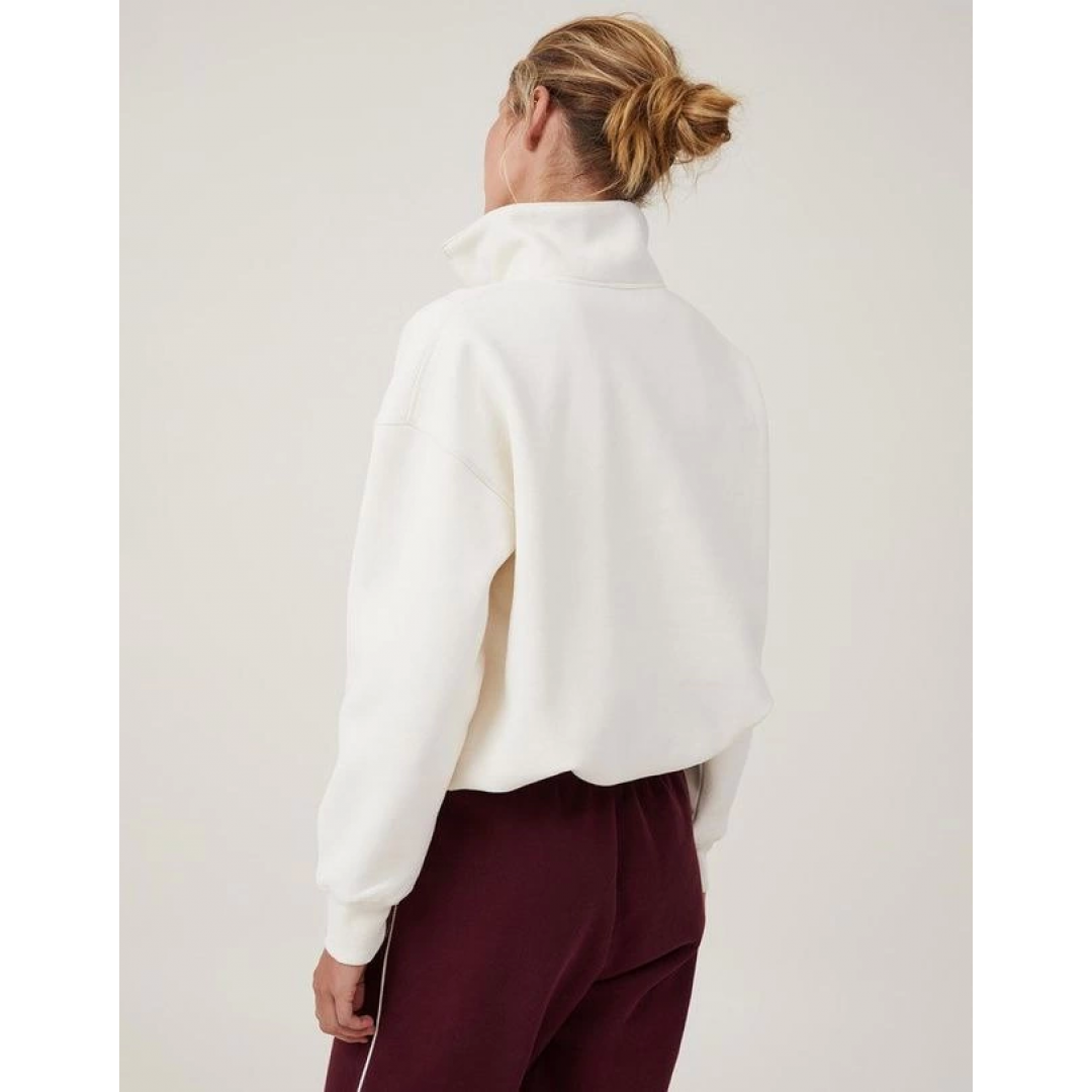 Oversize Yarım Farmuarlı Yakalı Basic SweatShirt - Beyaz 131432 Oversize Yarım Farmuarlı Yakalı Basic SweatShirt - Beyaz 131432