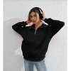 Unisex Uzun Kol Yarım Farmuarlı Yakalı Basic SweatShirt - Siyah 131435 Unisex Uzun Kol Yarım Farmuarlı Yakalı Basic SweatShirt - Siyah 131435