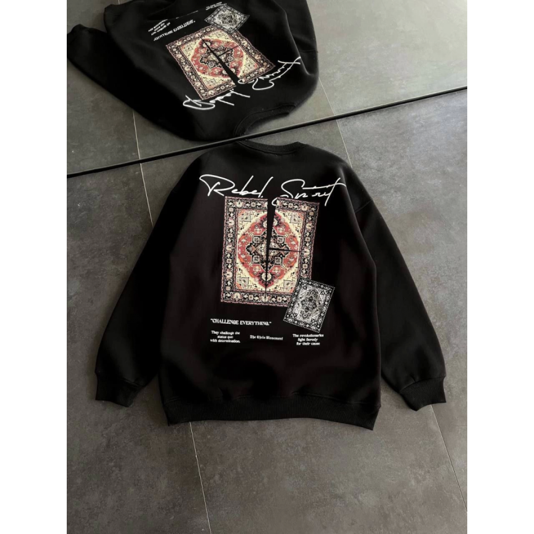 Bisiklet Yaka Baskılı SweatShirt - Siyah 131440 Bisiklet Yaka Baskılı SweatShirt - Siyah 131440