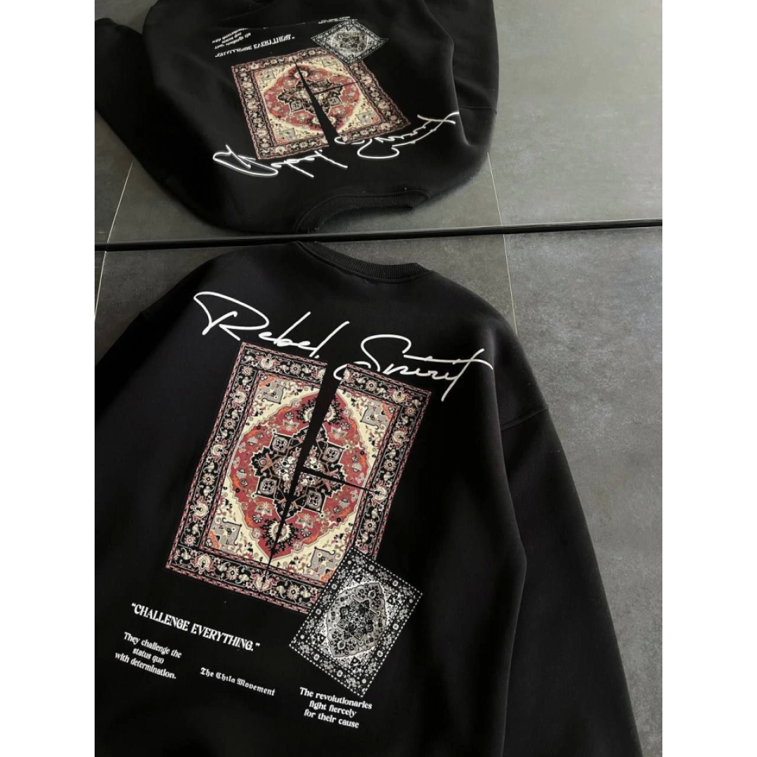 Bisiklet Yaka Baskılı SweatShirt - Siyah 131440 Bisiklet Yaka Baskılı SweatShirt - Siyah 131440
