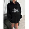 Üç İplik Kapşonlu Baskılı SweatShirt - Siyah - 131445 Üç İplik Kapşonlu Baskılı SweatShirt - Siyah - 131445