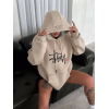 Üç İplik Kapşonlu Baskılı SweatShirt - Bej - 131446 Üç İplik Kapşonlu Baskılı SweatShirt - Bej - 131446