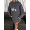 Üç İplik Kapşonlu Baskılı SweatShirt - Füme - 131447 Üç İplik Kapşonlu Baskılı SweatShirt - Füme - 131447