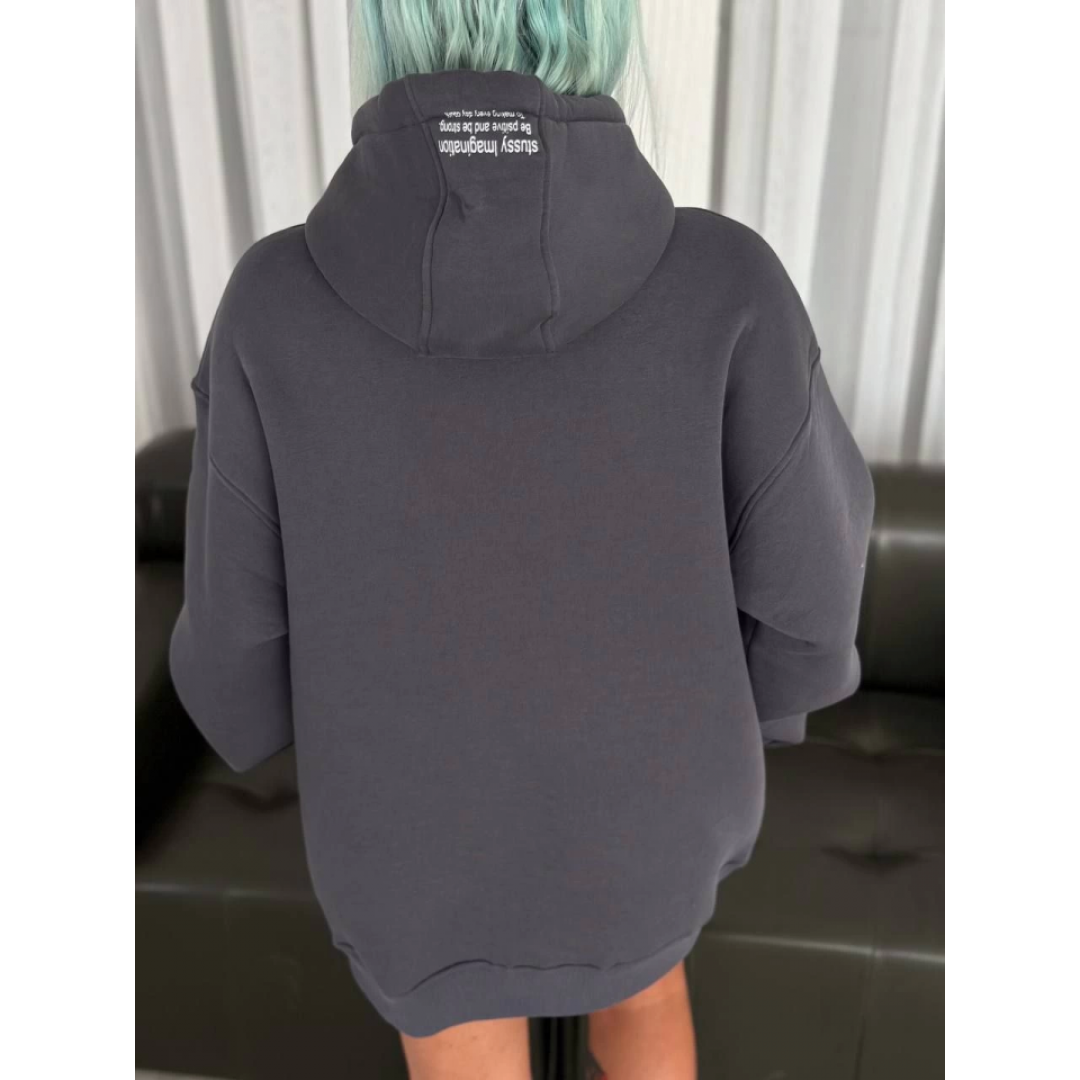 Üç İplik Kapşonlu Baskılı SweatShirt - Füme - 131447 Üç İplik Kapşonlu Baskılı SweatShirt - Füme - 131447