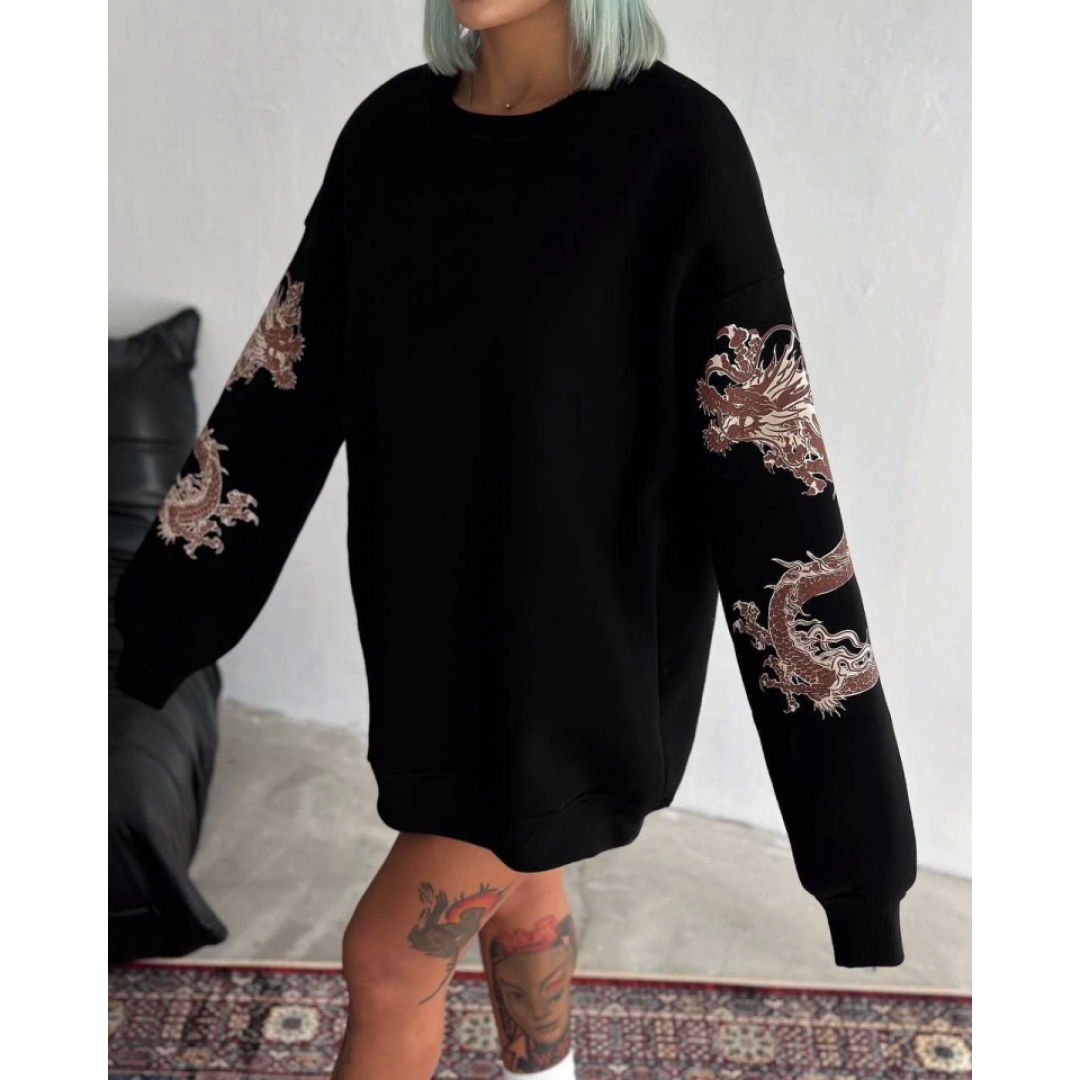 Bisiklet Yaka Baskılı SweatShirt - Siyah - 131451 Bisiklet Yaka Baskılı SweatShirt - Siyah - 131451