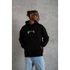 Erkek Kordon İpli Baskılı Kapüşonlu Sweatshirt - Siyah 131526 Erkek Kordon İpli Baskılı Kapüşonlu Sweatshirt - Siyah 131526