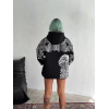 Kışlık Üç İplik Baskılı Kapşonlu SweatShirt - Siyah 131532 Kışlık Üç İplik Baskılı Kapşonlu SweatShirt - Siyah 131532