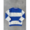 Parçalı Bisiklet Yaka Baskılı SweatShirt - Mavi 131539