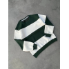 Parçalı Bisiklet Yaka Baskılı SweatShirt - Yeşil 131542