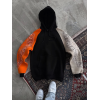 Üç İplik Penye Kapşonlu Parçalı SweatShirt - Siyah 131548 Üç İplik Penye Kapşonlu Parçalı SweatShirt - Siyah 131548