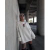 Oversize Üç İplik Bisiklet Yaka Baskılı SweatShirt - Beyaz 131575