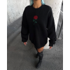Oversize Üç İplik Bisiklet Yaka Baskılı SweatShirt - Siyah 131695 Oversize Üç İplik Bisiklet Yaka Baskılı SweatShirt - Siyah 131695