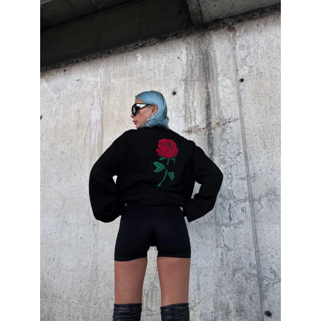 Oversize Üç İplik Bisiklet Yaka Baskılı SweatShirt - Siyah 131695 Oversize Üç İplik Bisiklet Yaka Baskılı SweatShirt - Siyah 131695