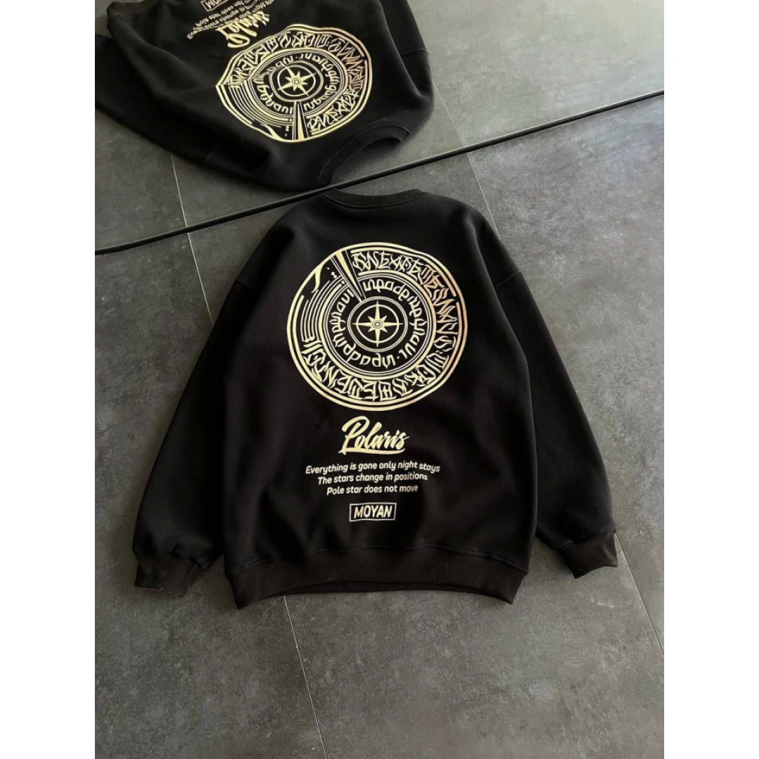 Kışlık Bisiklet Yaka Ön Ve Arka Baskılı SweatShirt - Siyah 131696 Kışlık Bisiklet Yaka Ön Ve Arka Baskılı SweatShirt - Siyah 131696