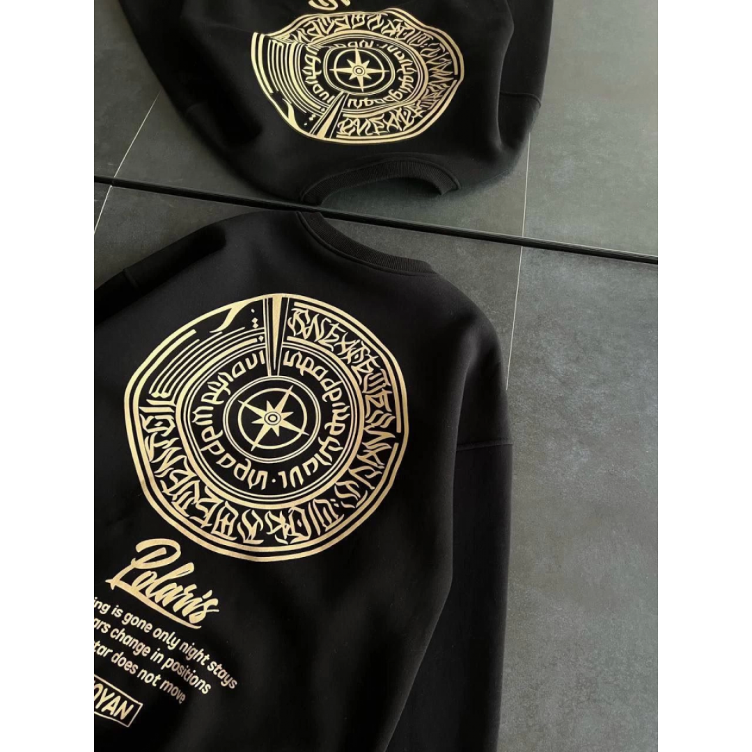 Kışlık Bisiklet Yaka Ön Ve Arka Baskılı SweatShirt - Siyah 131696 Kışlık Bisiklet Yaka Ön Ve Arka Baskılı SweatShirt - Siyah 131696