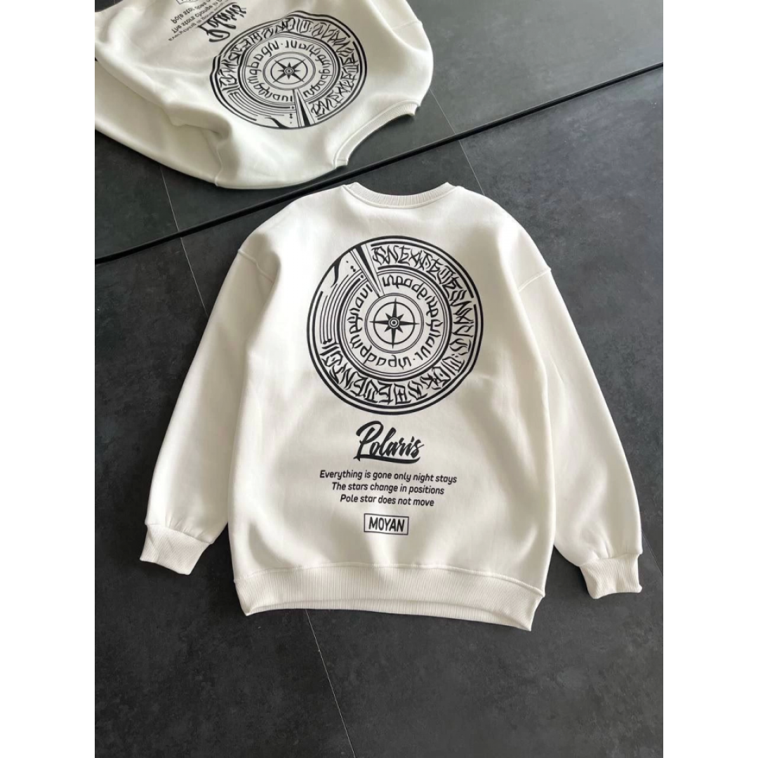 Kışlık Bisiklet Yaka Ön Ve Arka Baskılı SweatShirt - Beyaz 131697 Kışlık Bisiklet Yaka Ön Ve Arka Baskılı SweatShirt - Beyaz 131697
