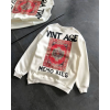 Bisiklet Yaka Üç İplik Baskılı Oversize SweatShirt - Beyaz - 131699 Bisiklet Yaka Üç İplik Baskılı Oversize SweatShirt - Beyaz - 131699