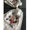 Üç İplik Penye Uzun Kol Kapşonlu Baskılı SweatShirt - Beyaz 131701