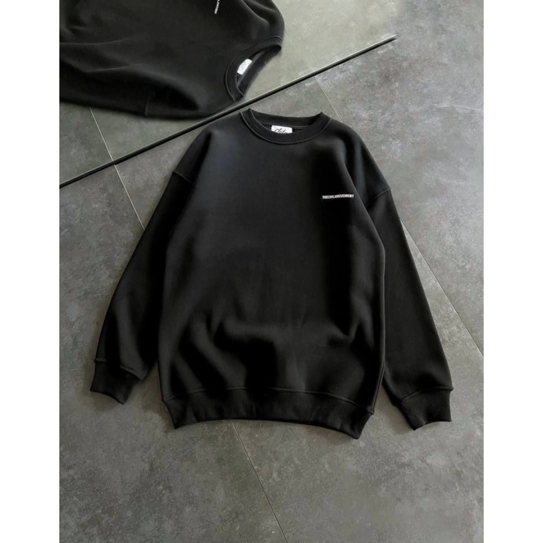 Kışlık Bisiklet Yaka Oversize Baskılı SweatShirt - Siyah 131702 Kışlık Bisiklet Yaka Oversize Baskılı SweatShirt - Siyah 131702