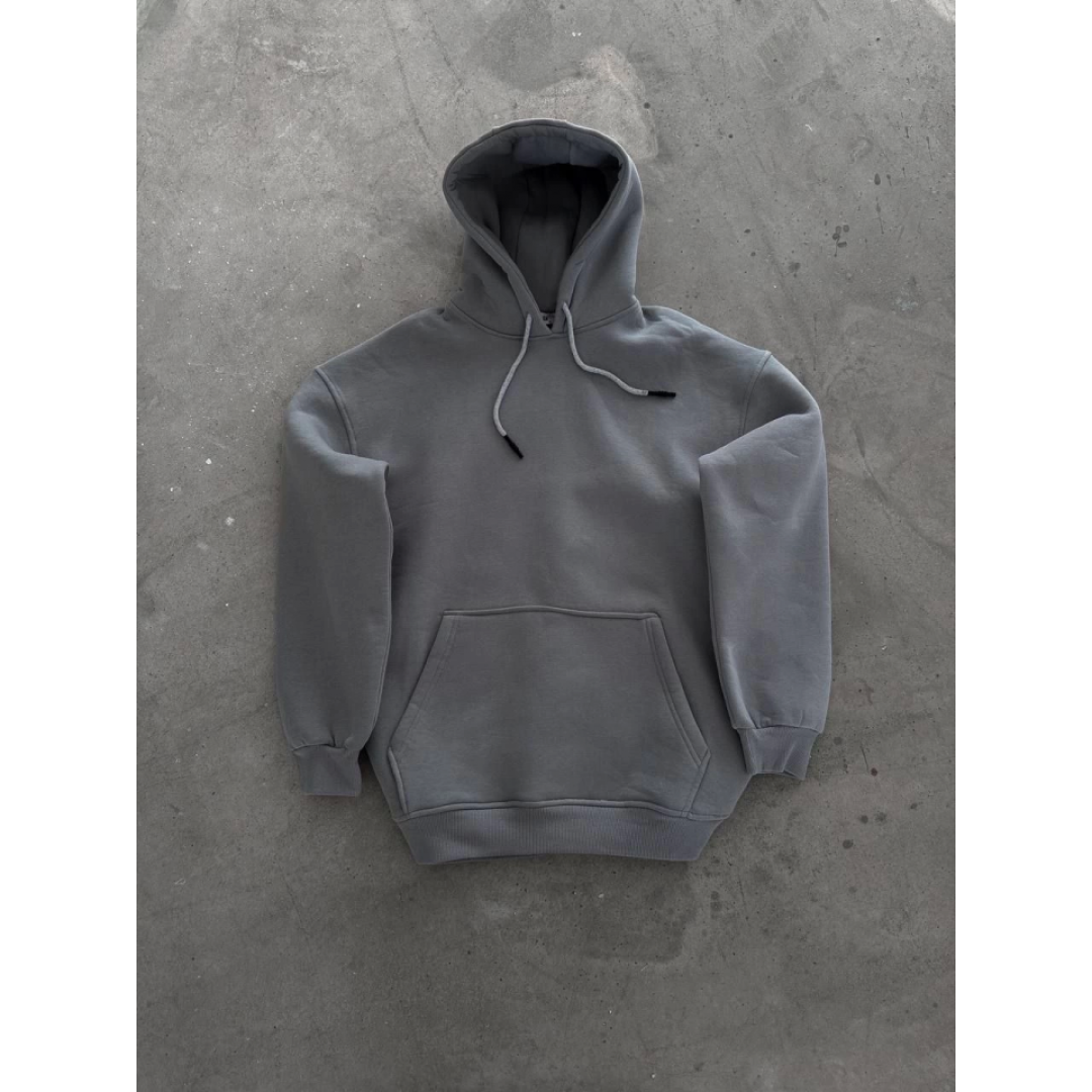Kapşonlu Üç İplik Penye Basic SweatShirt - Boyalı Gri 131804 Kapşonlu Üç İplik Penye Basic SweatShirt - Boyalı Gri 131804
