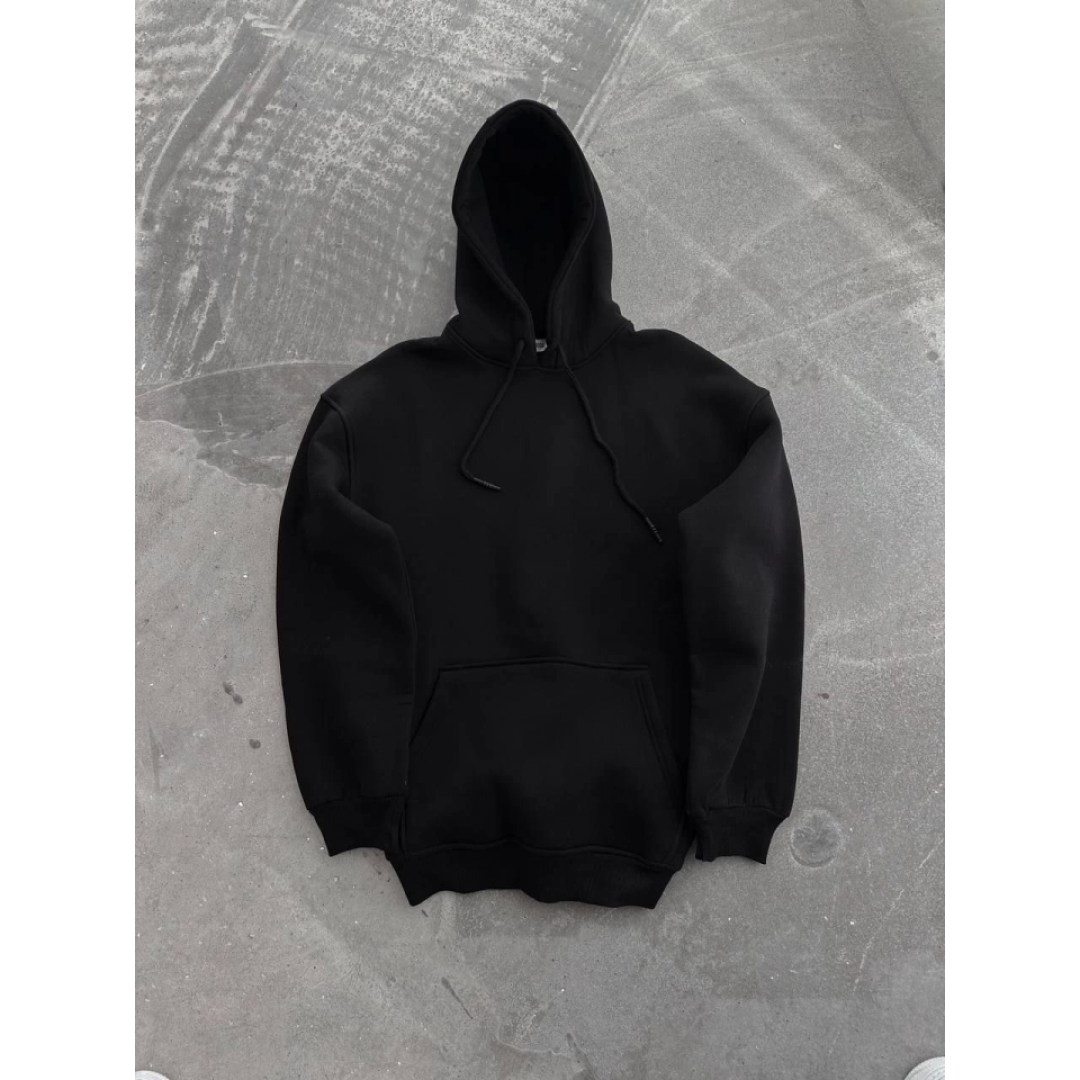 Kapşonlu Üç İplik Penye Basic SweatShirt - Siyah 131805 Kapşonlu Üç İplik Penye Basic SweatShirt - Siyah 131805