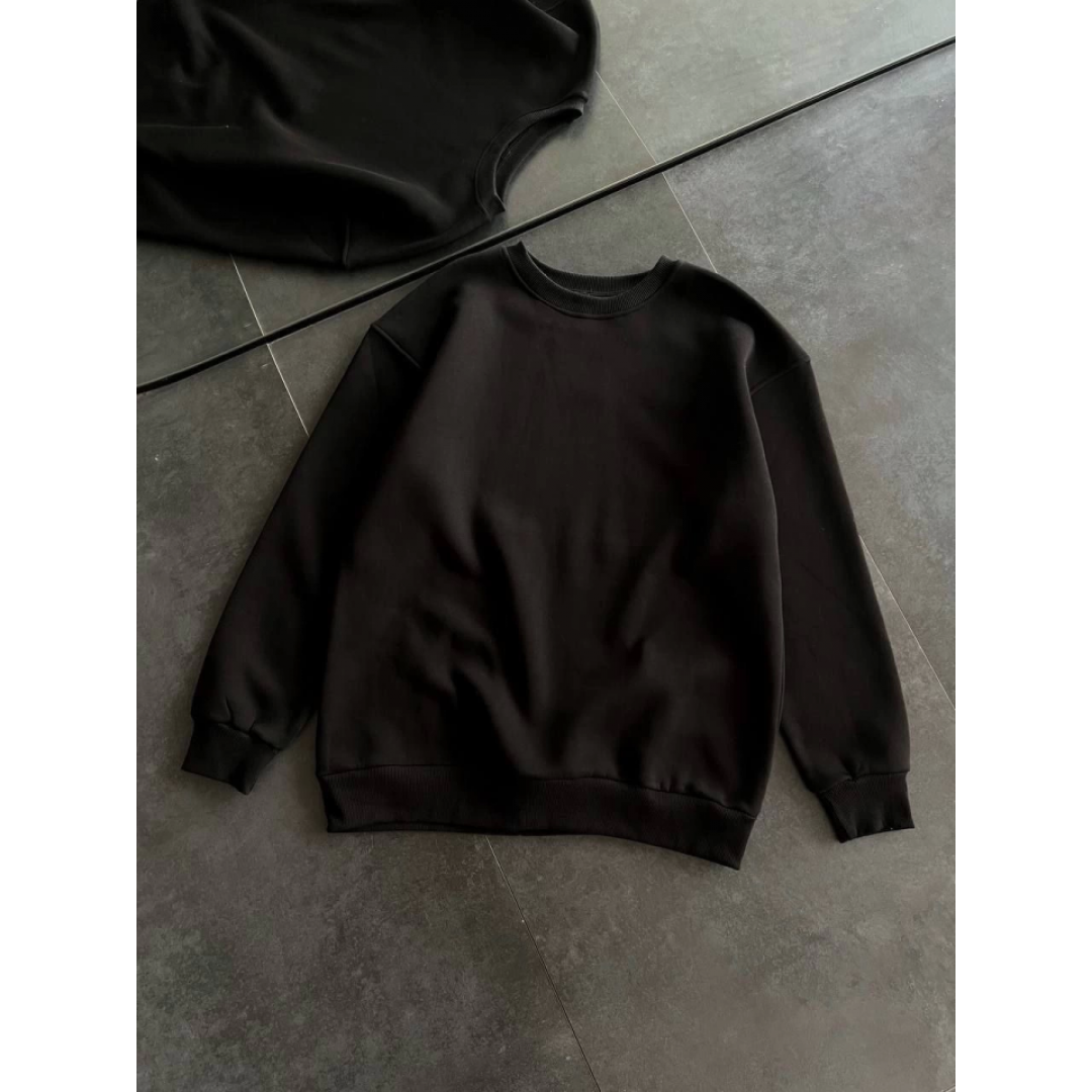 Kışlık Bisiklet Yaka Üç İplik Basic SweatShirt - Siyah 131875 Kışlık Bisiklet Yaka Üç İplik Basic SweatShirt - Siyah 131875