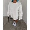 Kışlık Bisiklet Yaka Üç İplik Basic SweatShirt - Beyaz 131876