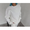 Kışlık Bisiklet Yaka Üç İplik Basic SweatShirt - Beyaz 131876