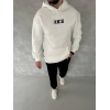 Uzun Kol Kapşonlu Göğüs Baskılı SweatShirt - Beyaz 131882 Uzun Kol Kapşonlu Göğüs Baskılı SweatShirt - Beyaz 131882