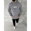 Uzun Kol Kapşonlu Göğüs Baskılı SweatShirt - Gri 131884 Uzun Kol Kapşonlu Göğüs Baskılı SweatShirt - Gri 131884