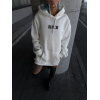 Uzun Kol Kapşonlu Göğüs Baskılı SweatShirt - Beyaz 131885