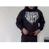 Uzun Kol Kapşonlu Baskılı SweatShirt - Siyah 131957