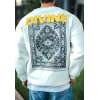 Kışlık Bisiklet Yaka Baskılı SweatShirt - Beyaz 132029 Kışlık Bisiklet Yaka Baskılı SweatShirt - Beyaz 132029