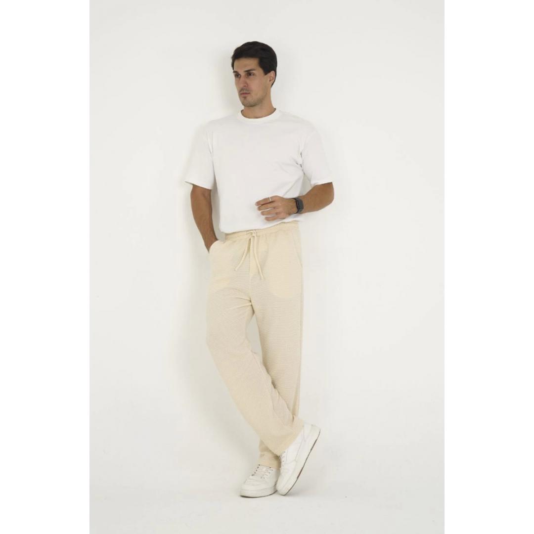 Jakar Kutu Desenli Baggy Eşofman Pantolon - Bej - 132031 Jakar Kutu Desenli Baggy Eşofman Pantolon - Bej - 132031