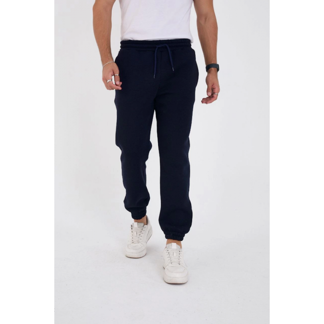 Unisex Kışlık Üç İplik Lastikli Eşofman Pantolon - Lacivert - 132669 Unisex Kışlık Üç İplik Lastikli Eşofman Pantolon - Lacivert - 132669
