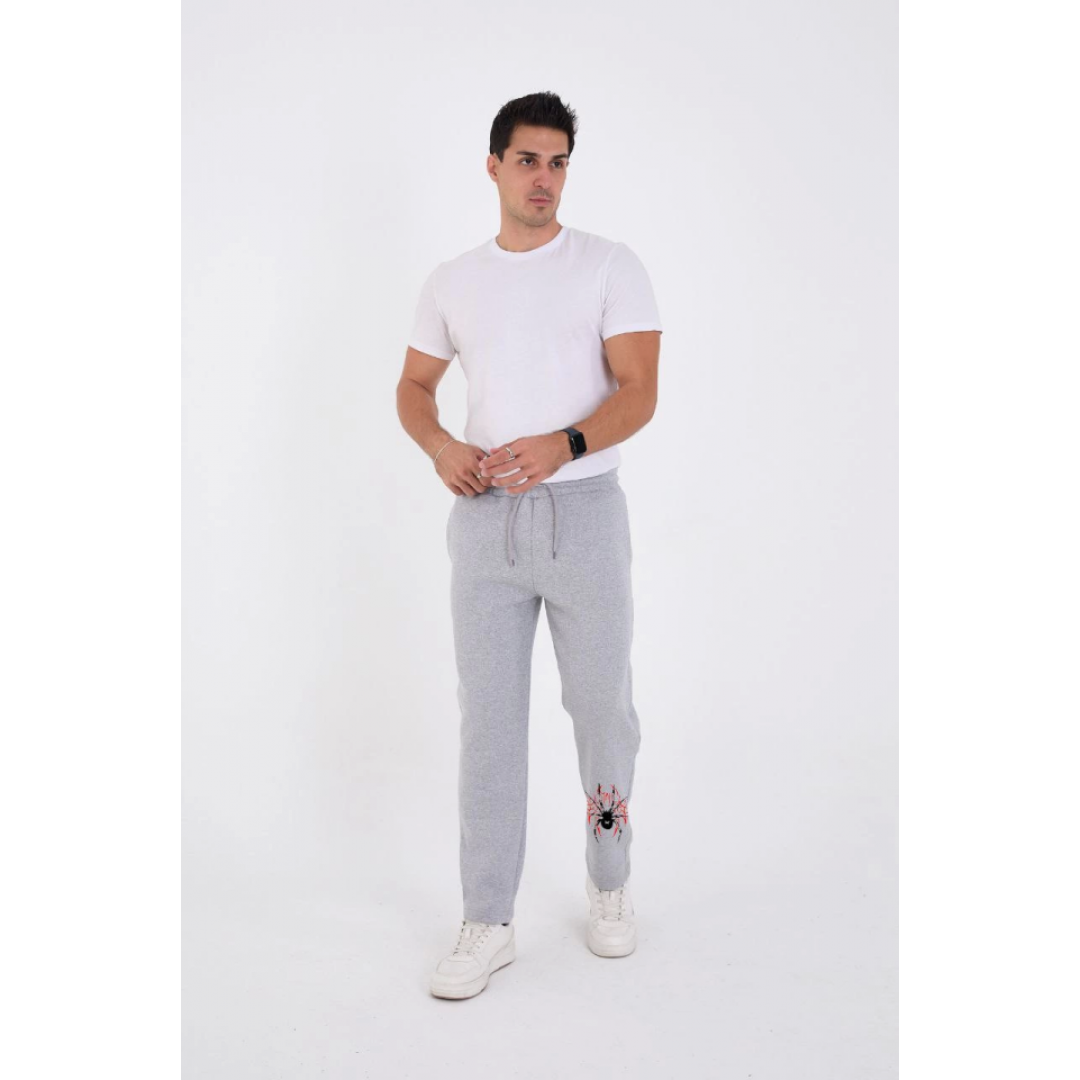 Oversize Üç İplik Baskılı Eşofman Pantolon - Gri - 132921 Oversize Üç İplik Baskılı Eşofman Pantolon - Gri - 132921