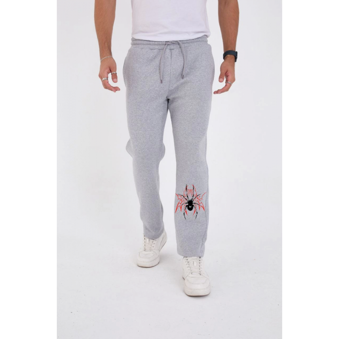 Oversize Üç İplik Baskılı Eşofman Pantolon - Gri - 132921 Oversize Üç İplik Baskılı Eşofman Pantolon - Gri - 132921