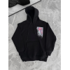 Uzun Kol Kapşonlu Ön Ve Arka Baskılı SweatShirt - Siyah 133016