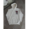 Uzun Kol Kapşonlu Ön Ve Arka Baskılı SweatShirt - Beyaz 133017
