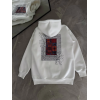 Uzun Kol Kapşonlu Ön Ve Arka Baskılı SweatShirt - Beyaz 133017